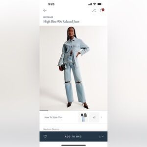 Like New Abercrombie and Fitch 90s high rise relaxed jeans 6L